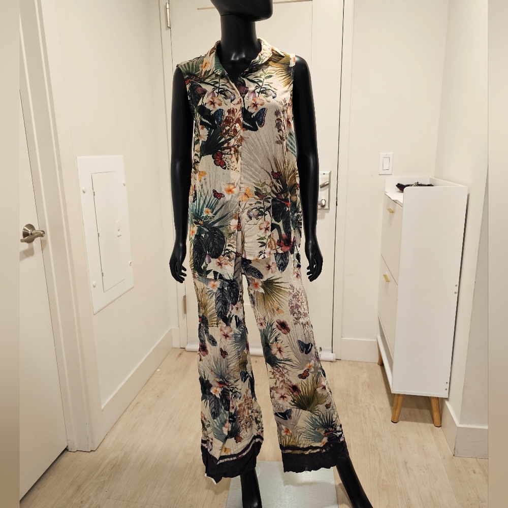 H&M Cream and Black Elegant Jumpsuit